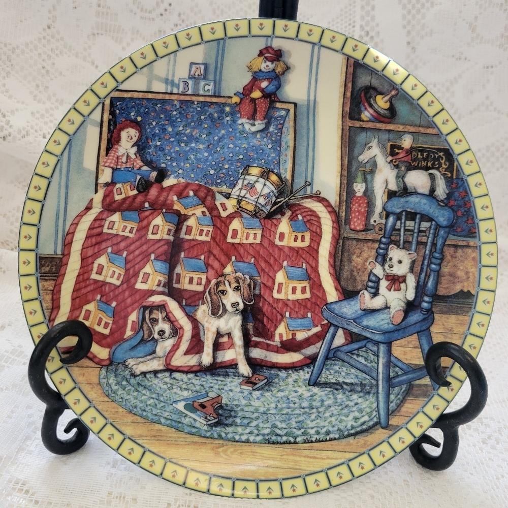 1991 Vintage Knowles Collector’s Dog 8" Plate "HIDE AND SEEK"